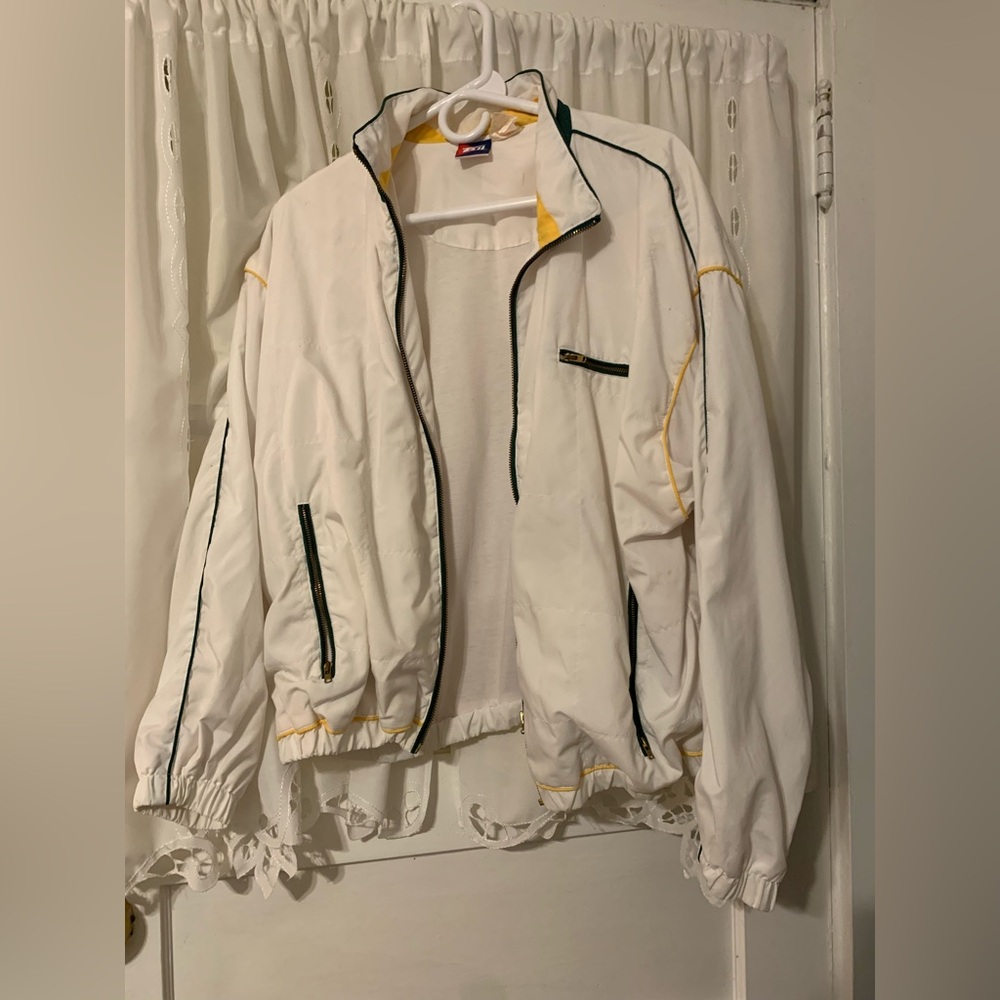 Vintage Tail White Windbreaker with Yellow and Green Details